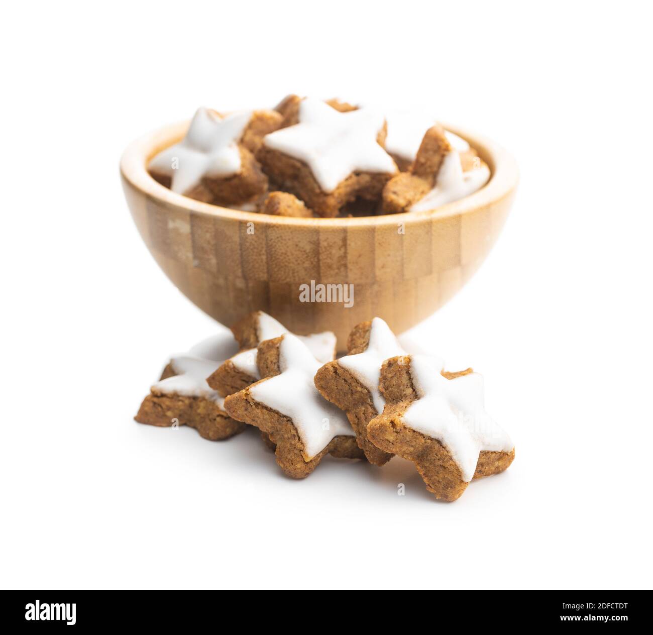 Icing gingerbread stars. Traditional Christmas cookies isolated on ...