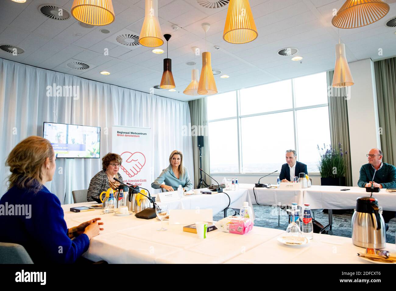 Queen Maxima of the Netherlands visits the Dutch employee insurances (UWV) in Amsterdam, 4 December 2020. Queen Maxima visits the UWV as member of the Dutch Committee for Entrepreneurship together with Mariette Hamer of the Social Ecomic Council. Photo: Patrick van Katwijk/ | Stock Photo