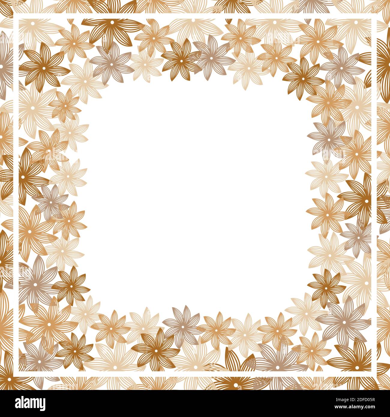 Flower vector frame. Ocher flowers. Pattern for opening, poster. Elements design Stock Vector