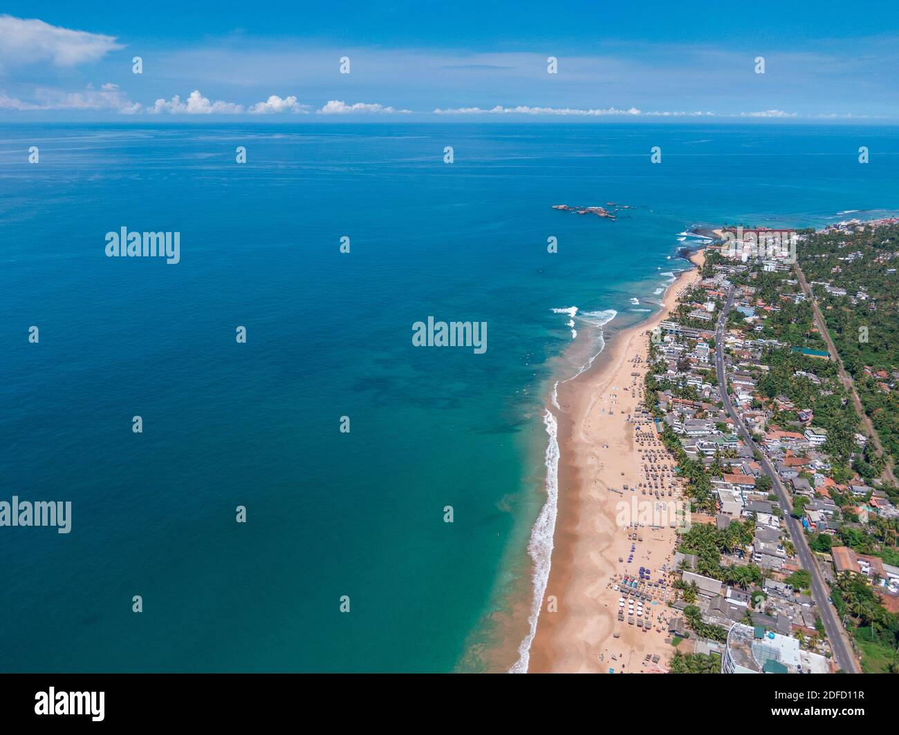 Aerial shot of Hikkaduwa beach, Sri Lanka Stock Photo