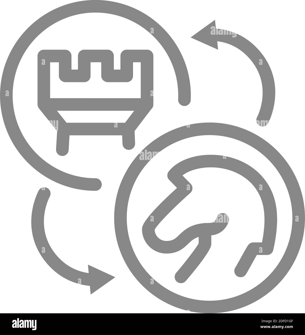 Knight and rook chess exchange line icon. Board game, table ...