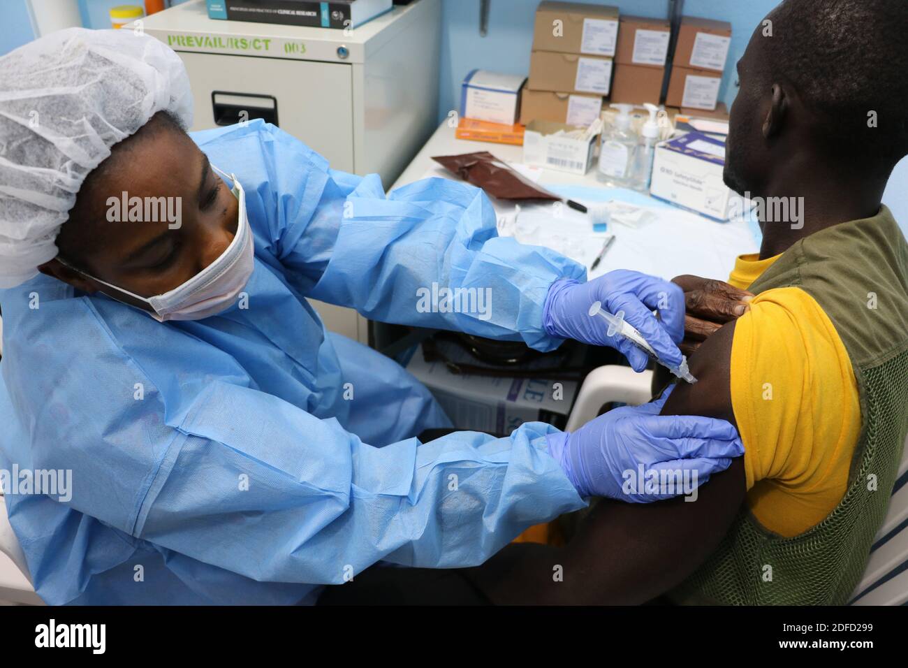Ebola vaccine study in west africa Stock Photo