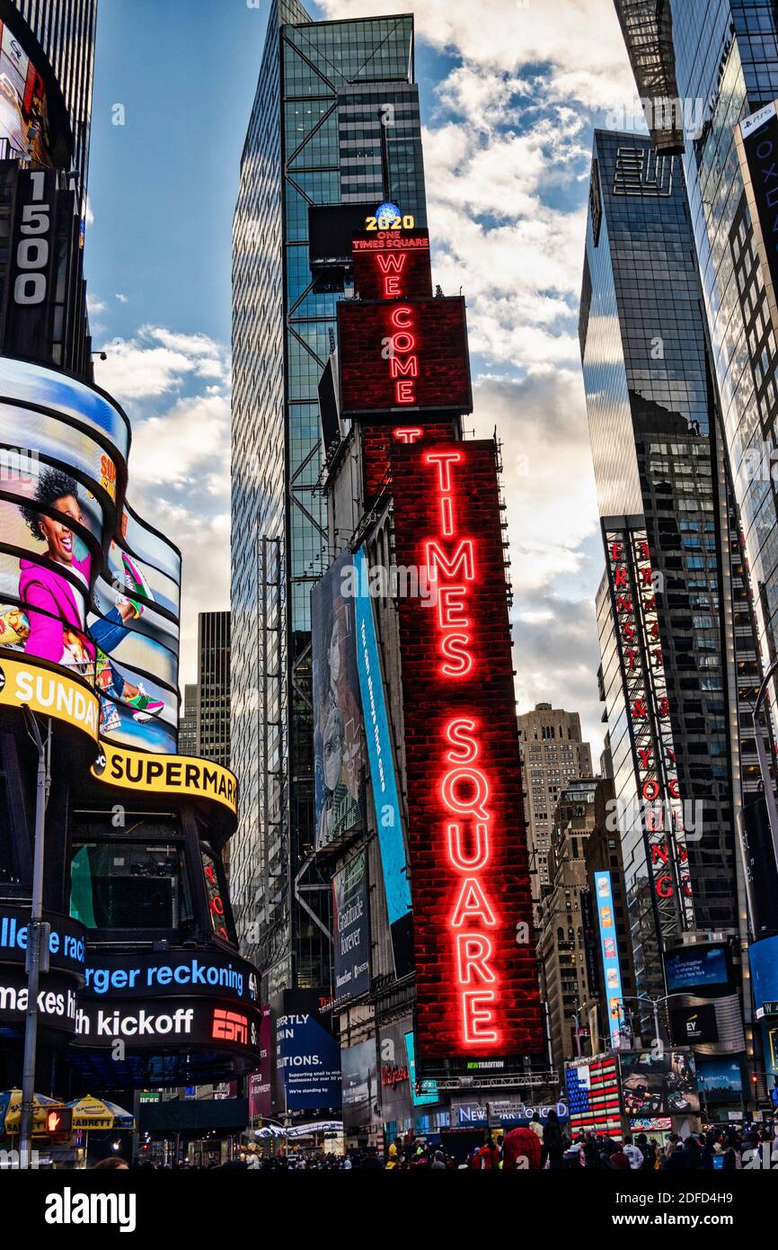 Electronic Advertising Billboards in Times Square, NYC, USA Stock Photo