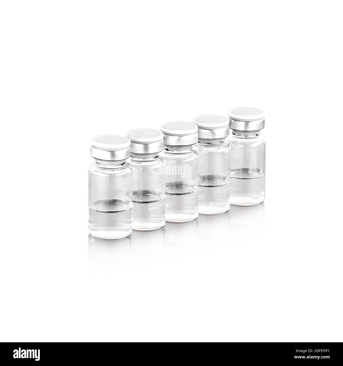 Medical clear glass vial for vaccination. Medicine bottle for injection