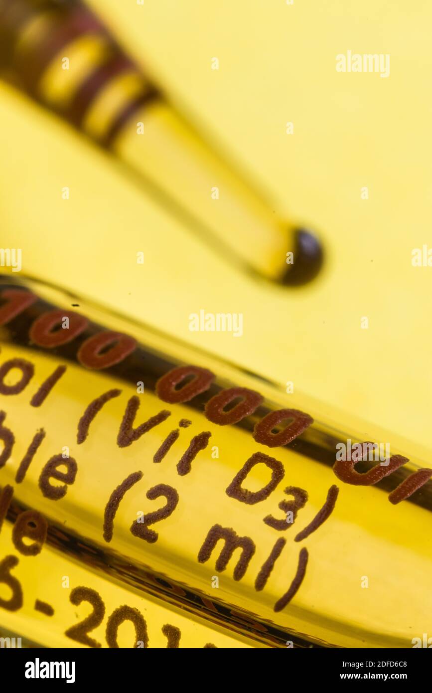 Glass Ampoule Of Vitamin D Stock Photo Alamy