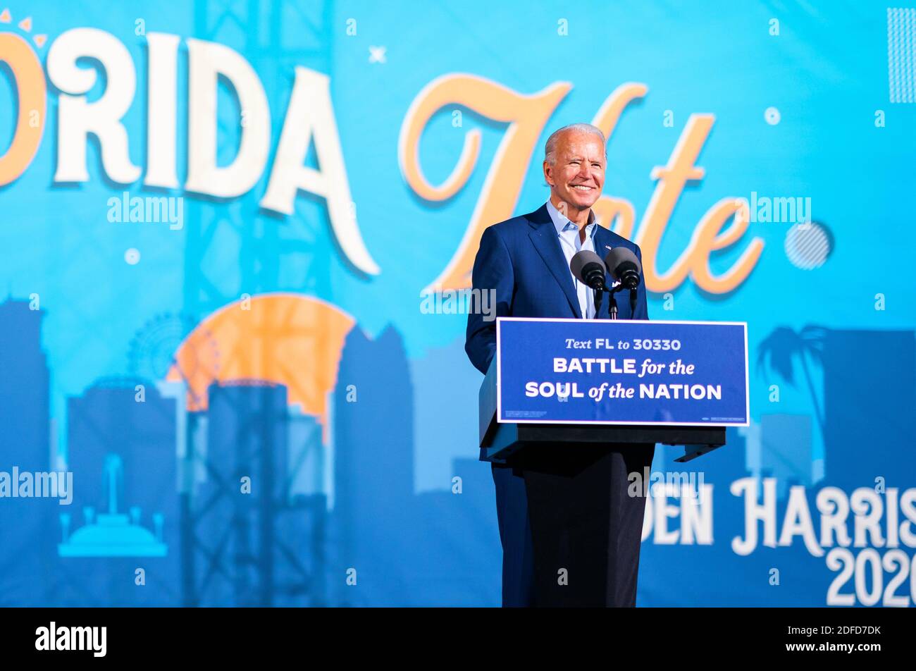 TAMPA, FL, USA - 29 October 2020 - US democratic president Joe Biden at a Drive-In Rally at Florida State Fairgrounds - Tampa, FL - October 29, 2020 - Stock Photo