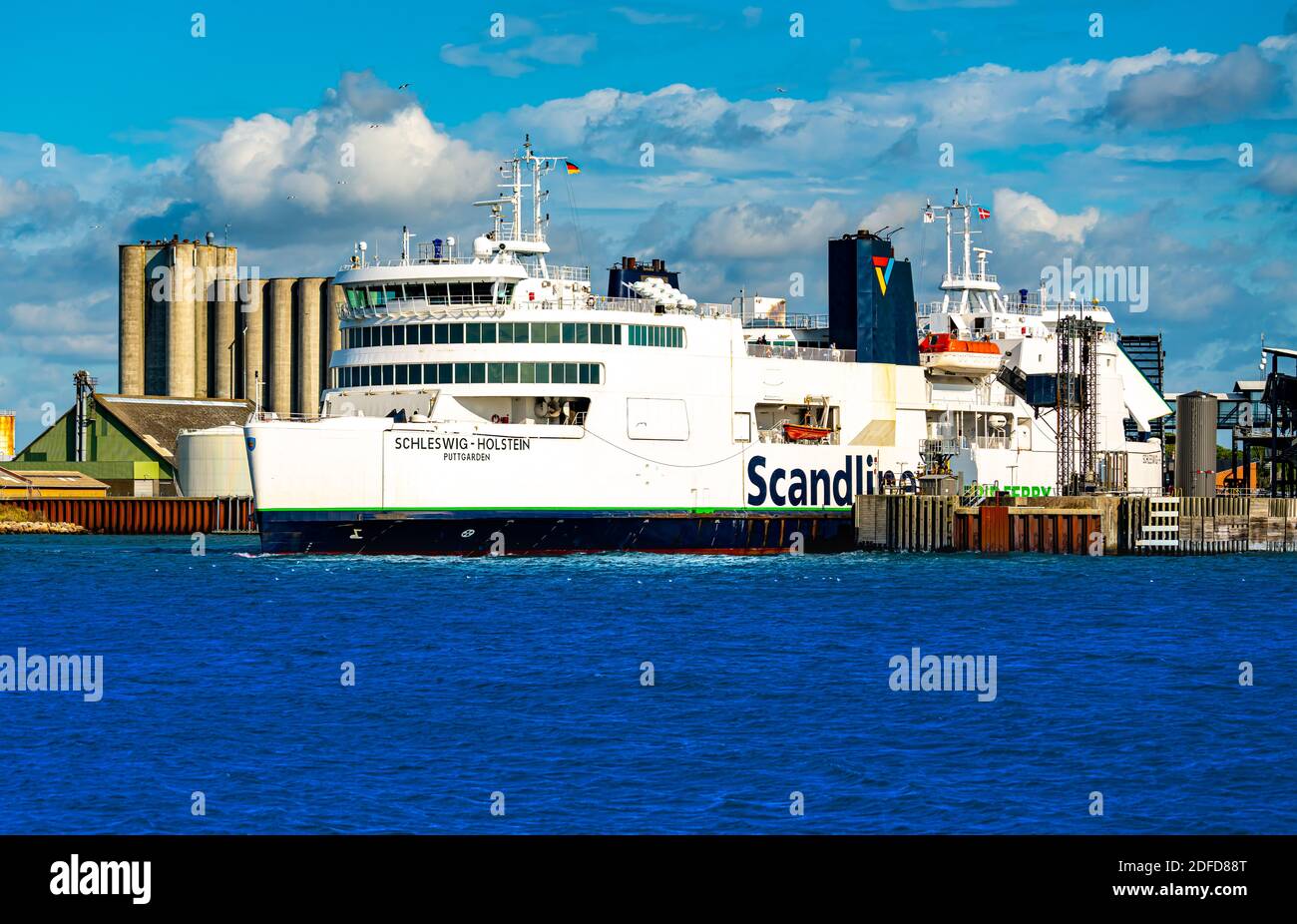 Scandlines passenger ferry Schlesvig Holstein leaving the port of Rodbyhavn heading for Germany. High quality photo Stock Photo