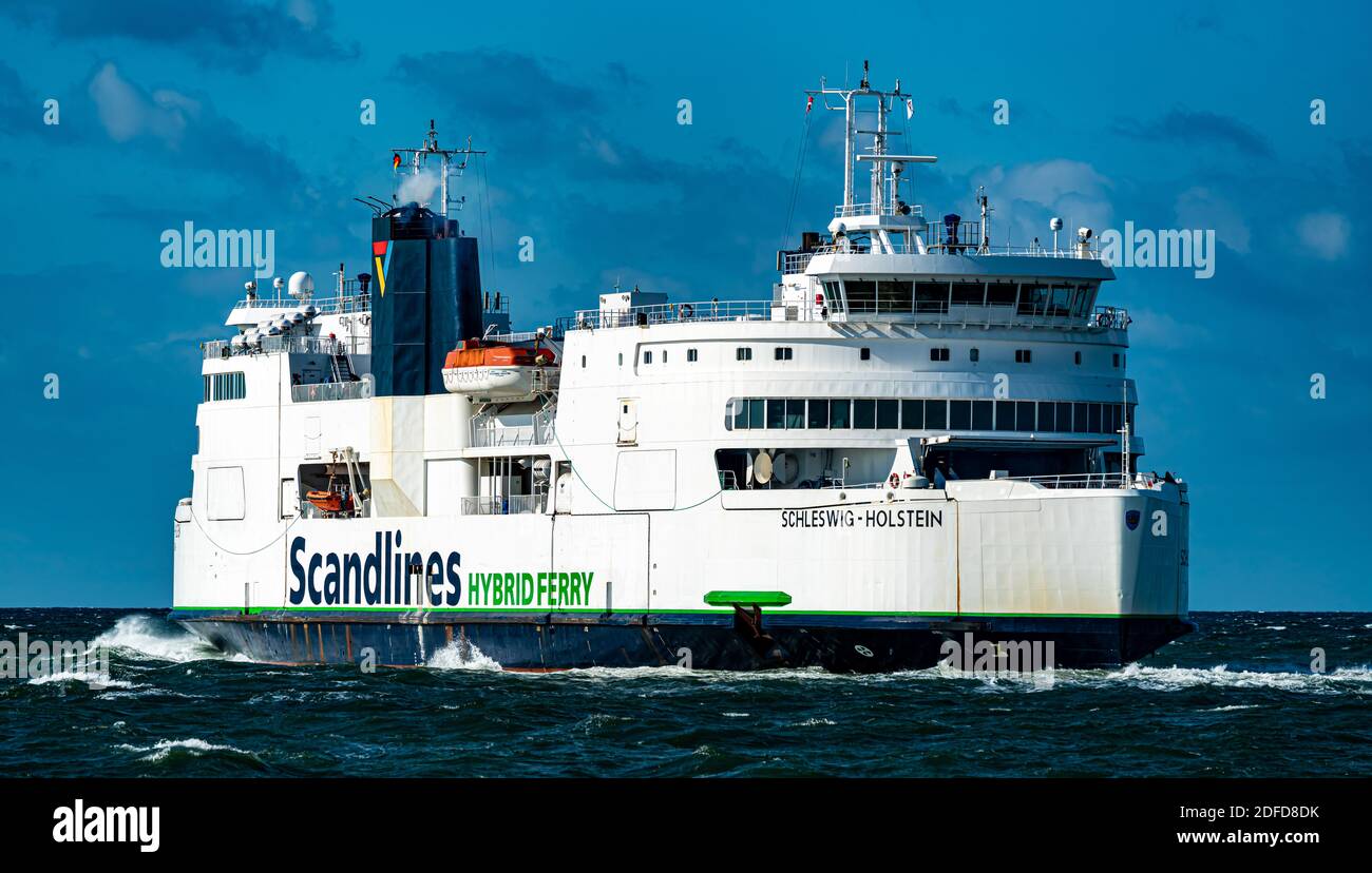 Scandlines passenger ferry Schlesvig Holstein leaving the port of Rodbyhavn heading for Germany. High quality photo Stock Photo