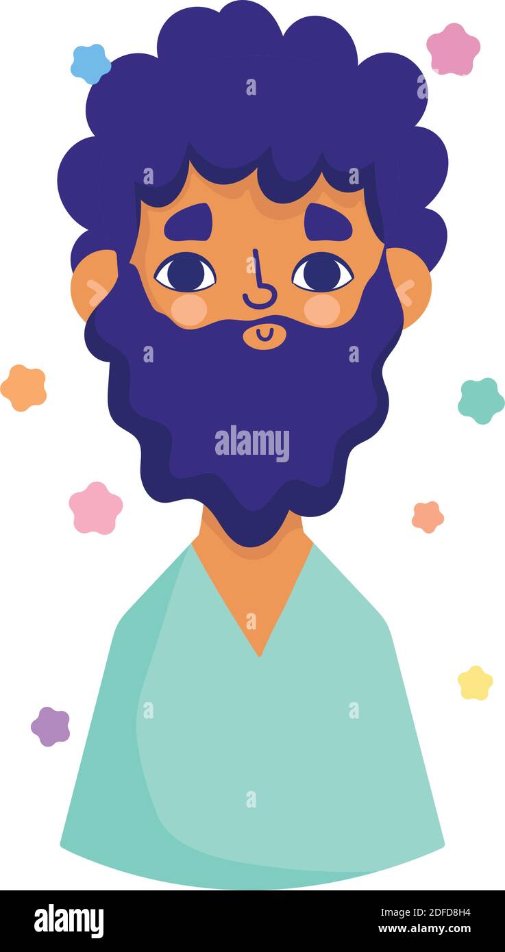 afro american man with beard character avatar in cartoon vector ...
