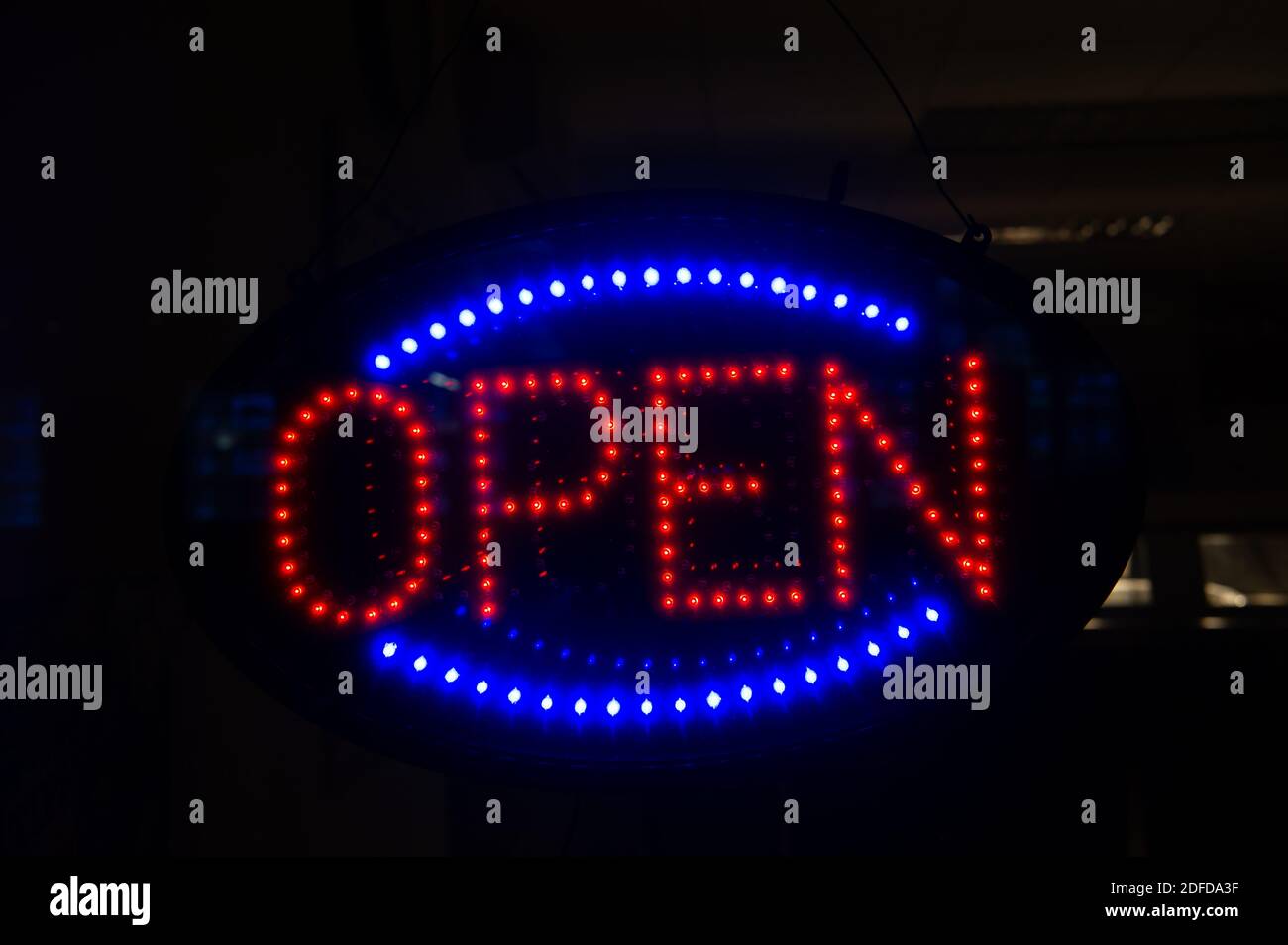 An open sign in a takeaway. Local shops and pubs in Wendover are hoping