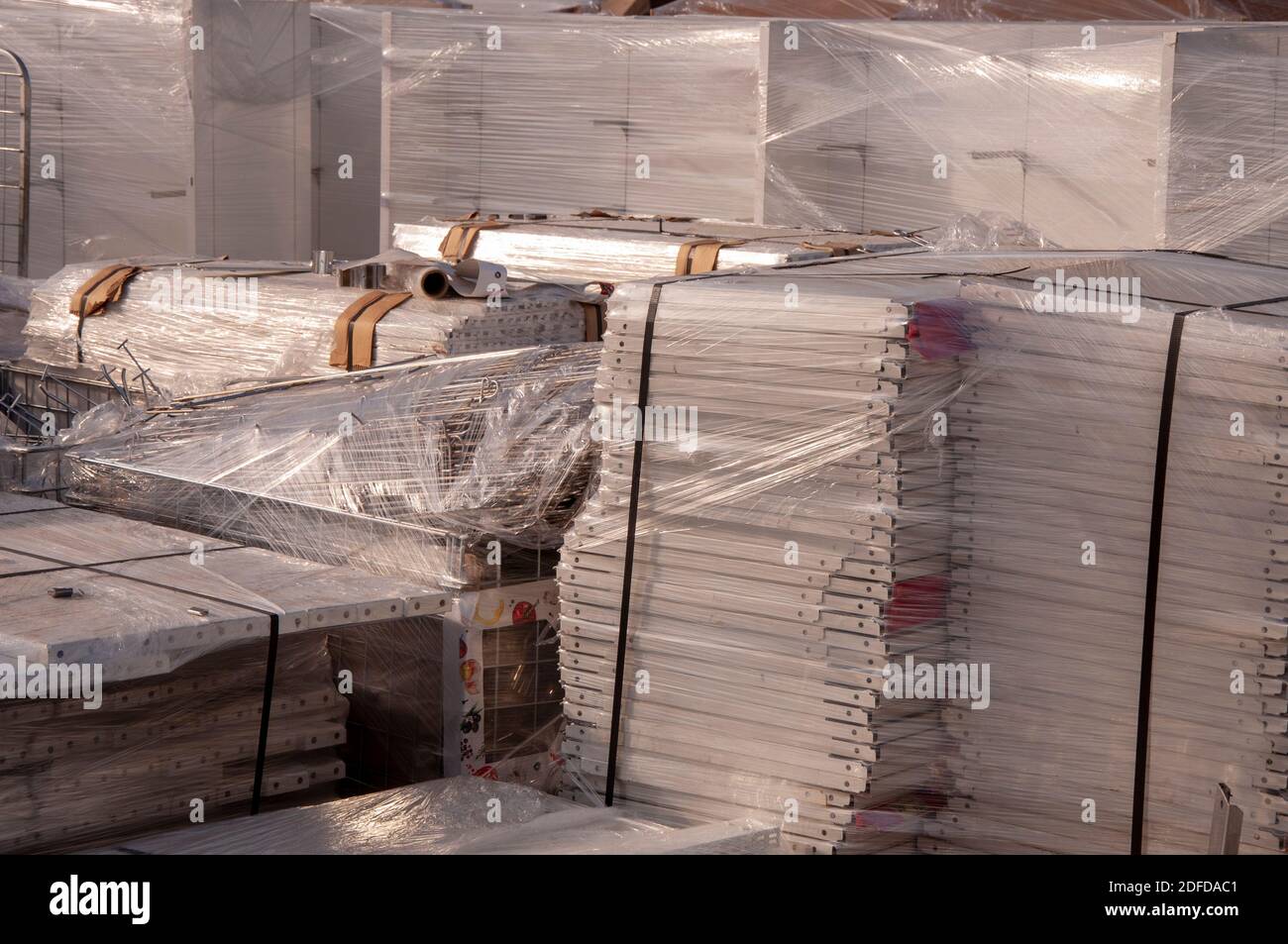 a set of stored metallic products Stock Photo Alamy