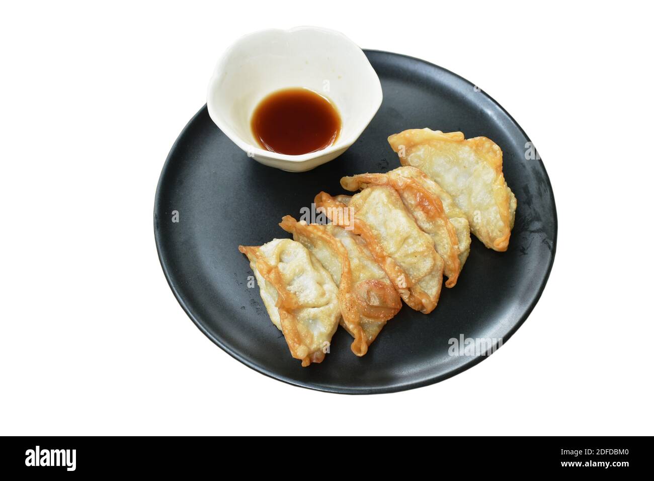 deep fried Gyoza or Japanese dumpling stuffed minced pork dipping shoyu