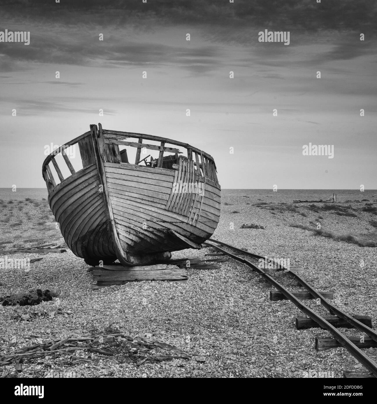 Derelict wooden fishing boat Black and White Stock Photos & Images - Alamy