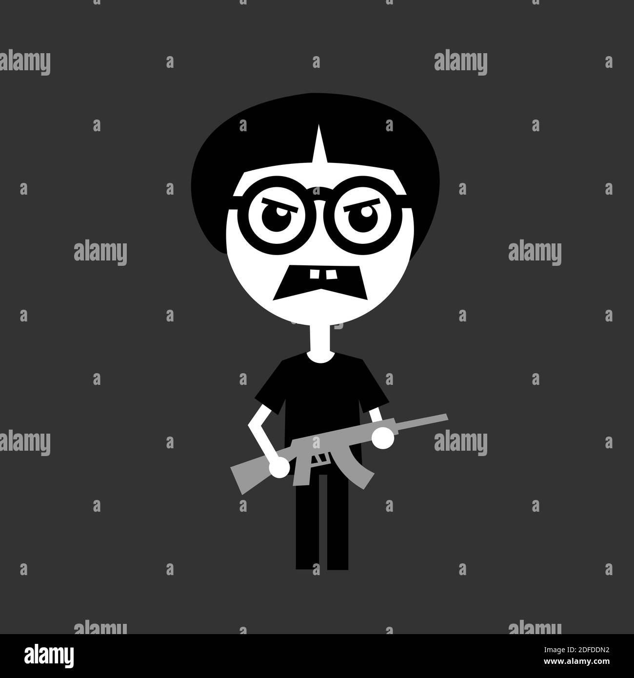 Teenager With Weird Haircut And Glasses Is Holding Gun Dangerous Young Shooter Terrorist And Killer Is Armed For Shooting And Killing By Weapon Ve Stock Photo Alamy