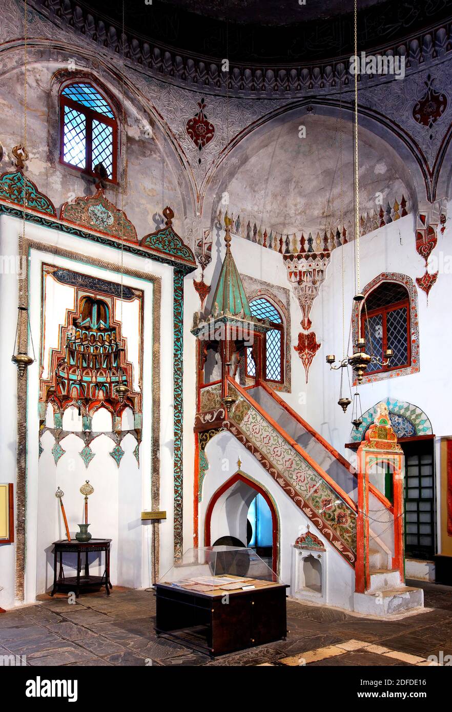 Inside the Aslan Pasha mosque (nowadays Municipal Museum), Ioannina town, Epirus, Greece. Stock Photo