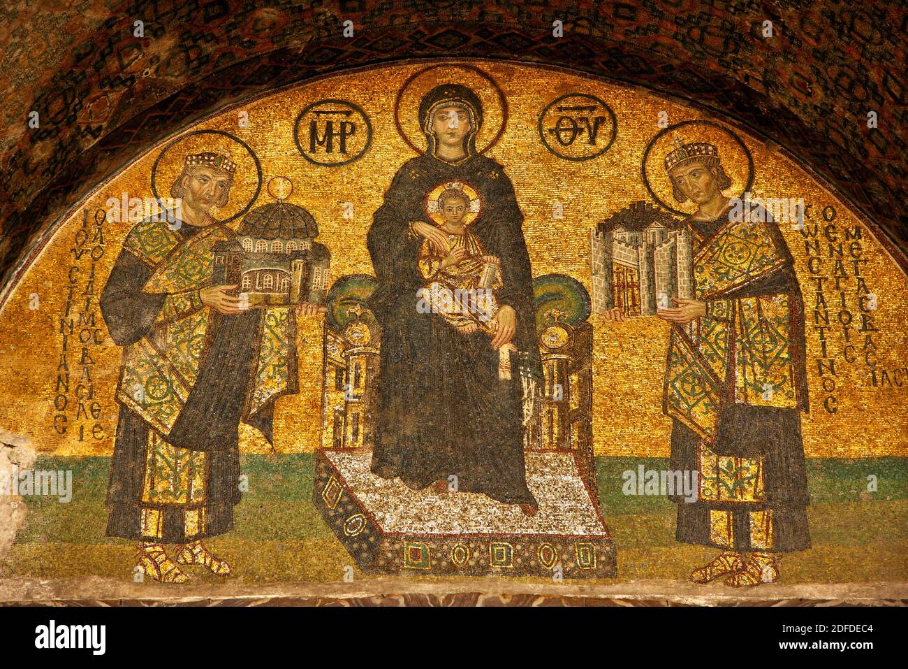 The Vestibule Mosaic in Hagia Sophia, Istanbul, Turkey. Stock Photo