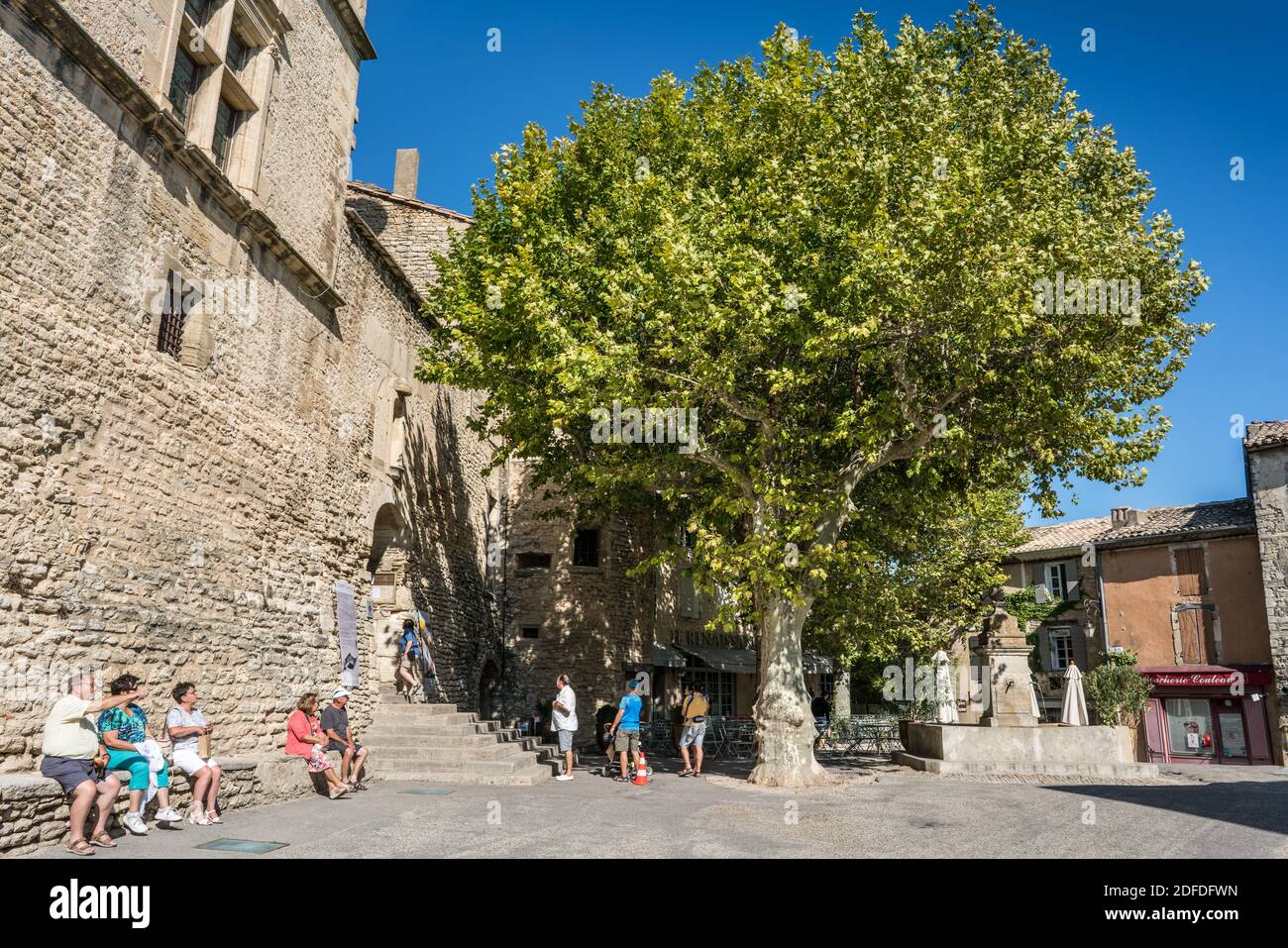 Main square in the Gordes, France, Europe. Stock Photo