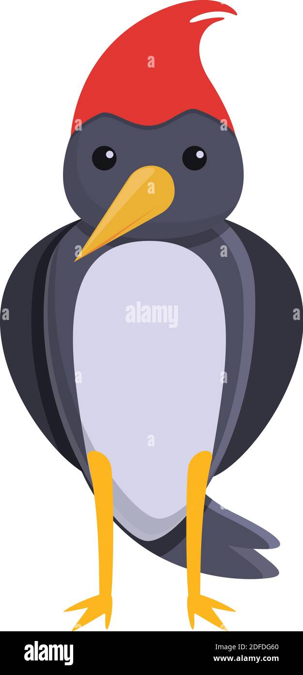 Woodpecker red head icon. Cartoon of woodpecker red head vector icon