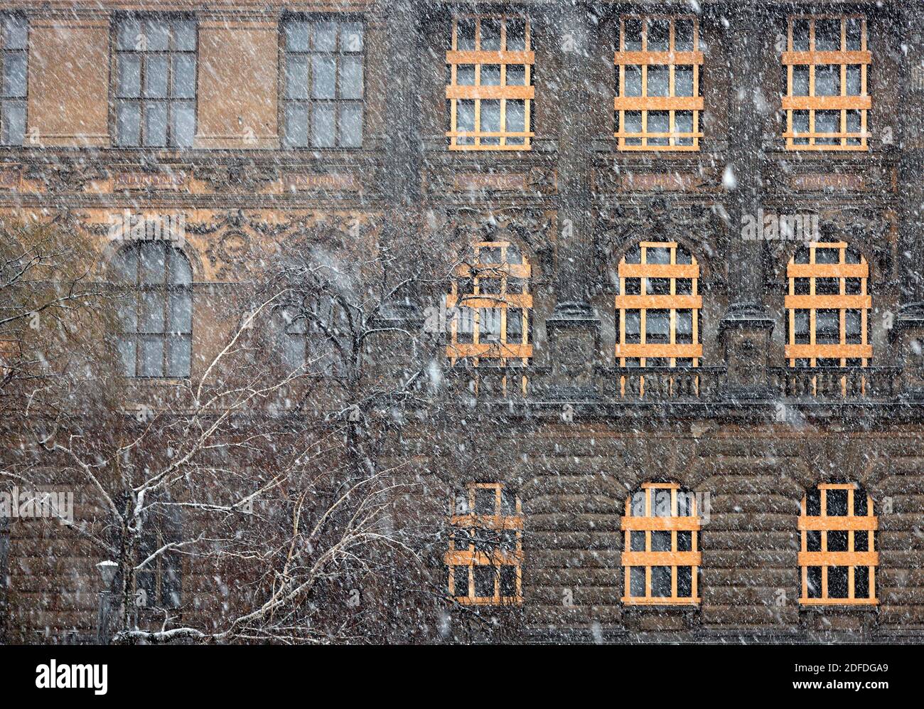 Snowing in Prague, Czech Republic Stock Photo