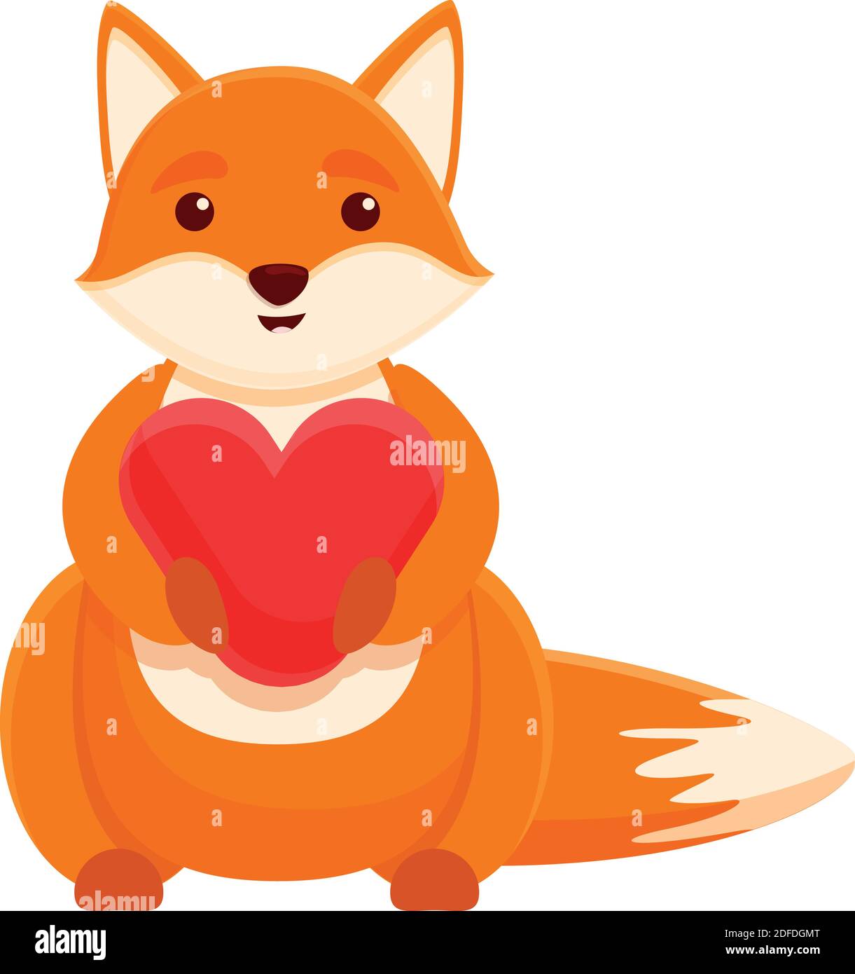 Fox with heart icon. Cartoon of fox with heart vector icon for web