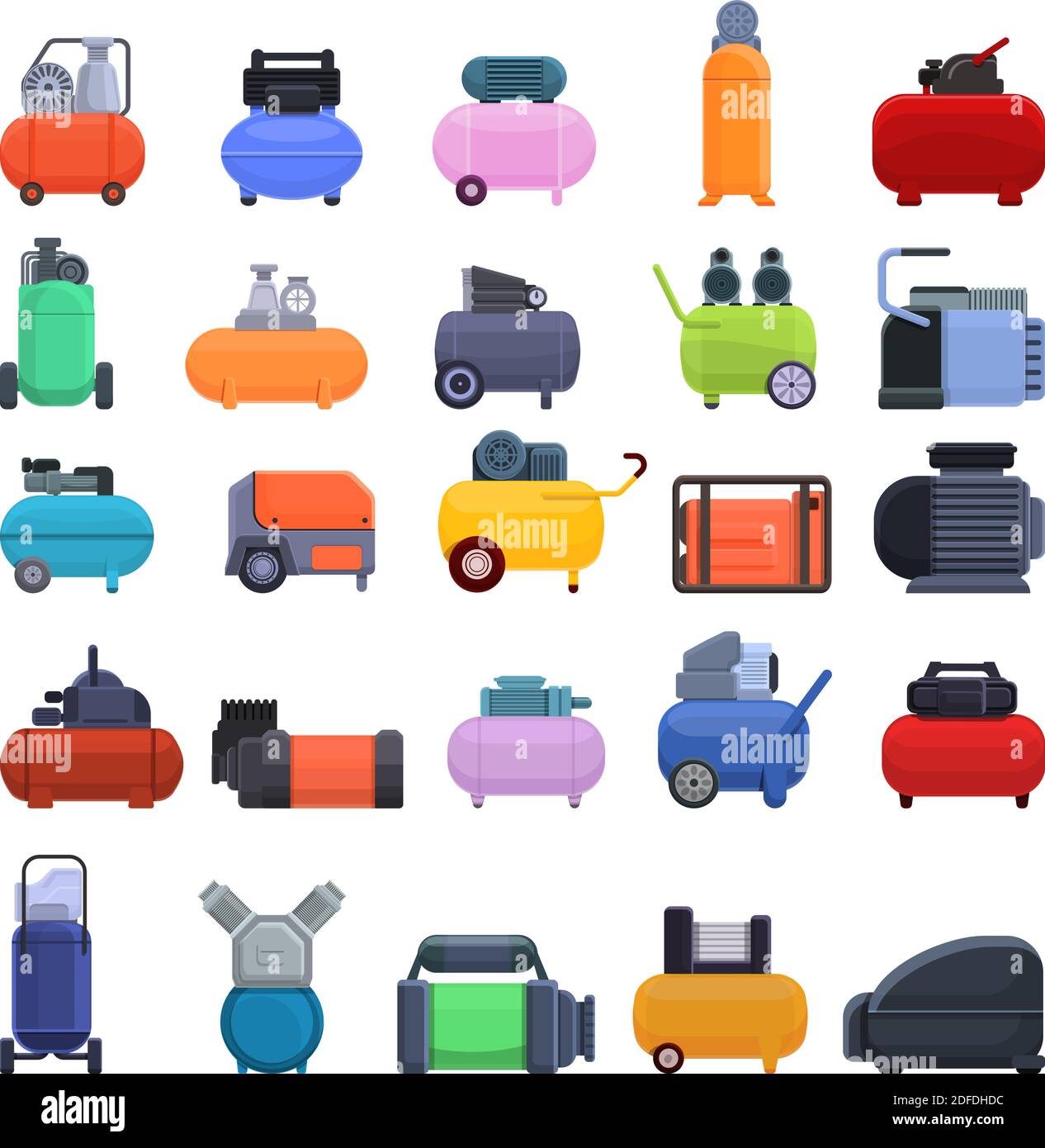 Compressor icons set. Cartoon set of compressor vector icons for web design Stock Vector