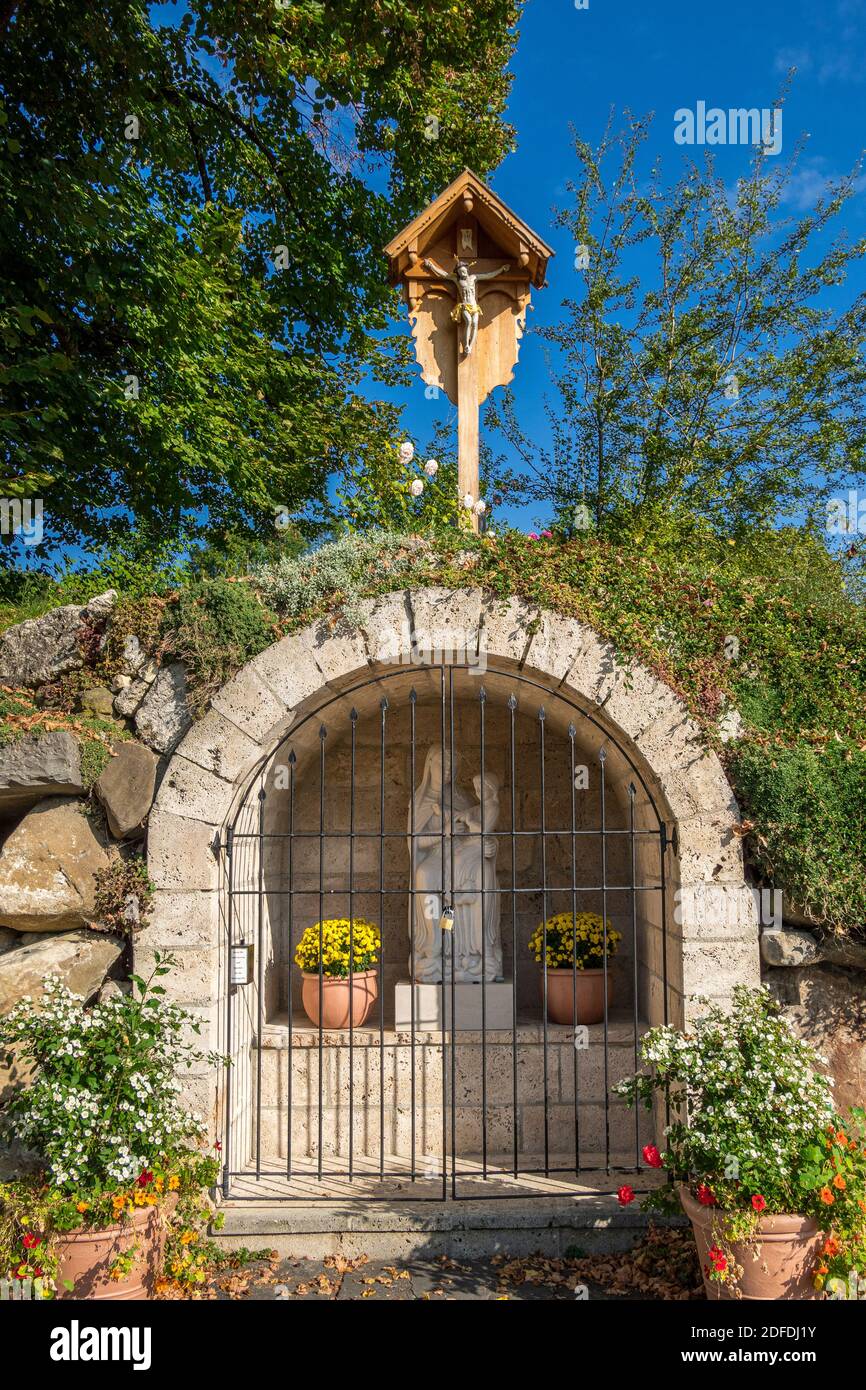 Mary's Grotto, Wessobrunn Monastery, Upper Bavaria, Bavaria, Germany, Europe Stock Photo