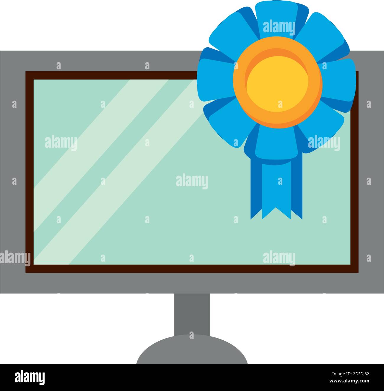 desktop computer device with medal vector illustration design Stock ...
