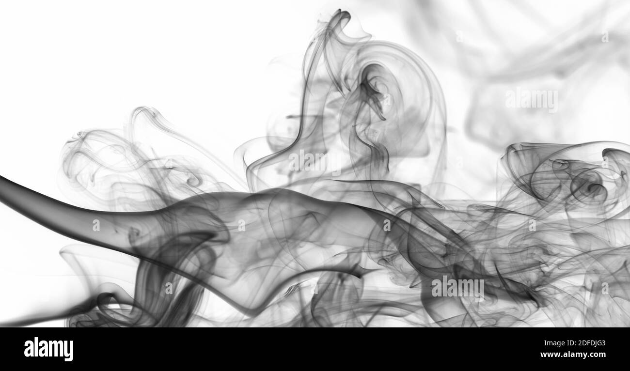 Abstract smooth smoke background on white backdrop. Clean monochrome wallpaper Stock Photo