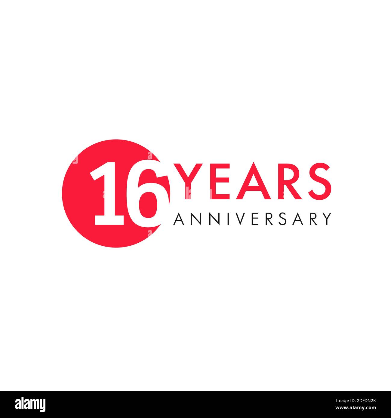 16 th anniversary numbers. 16 years old creative congrats. Cute congratulation concept. Isolated abstract graphic design template. Red digits. Up to 1 Stock Vector