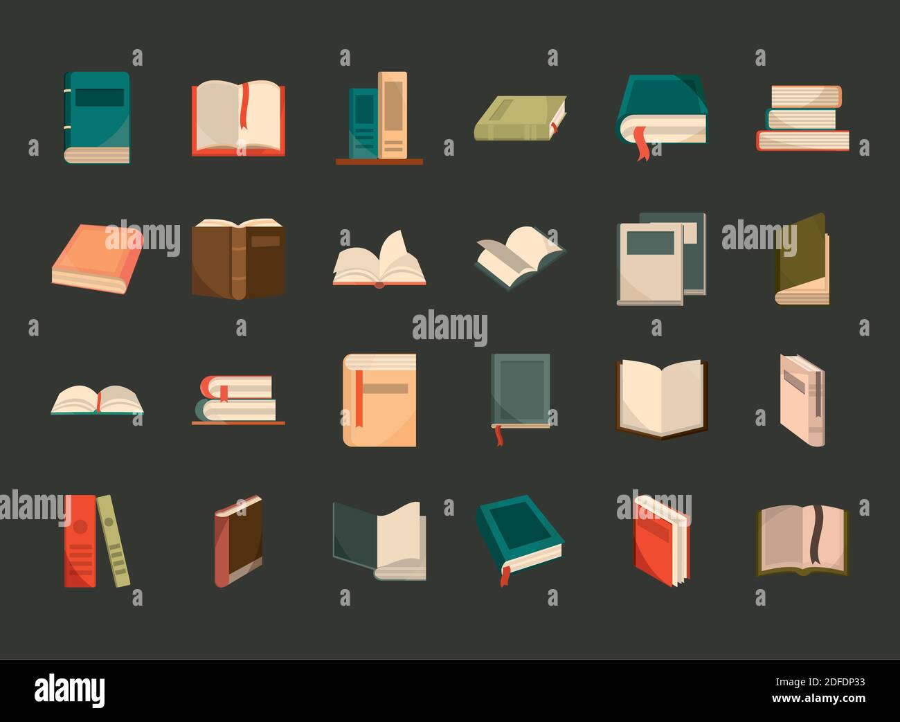book icon set, bookstore, read lear and academic vector illustration ...