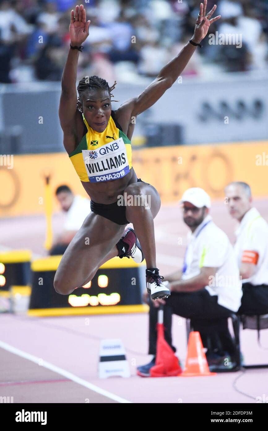 Kimberly Williams (Jamaica). Triple Jump women final. IAAF World Athletics Championships, Doha 2019 Stock Photo