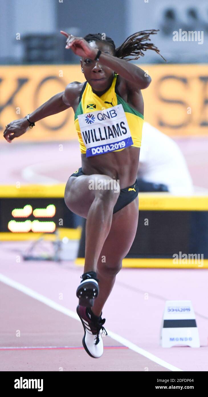 Kimberly Williams (Jamaica). Triple Jump women final. IAAF World Athletics Championships, Doha 2019 Stock Photo