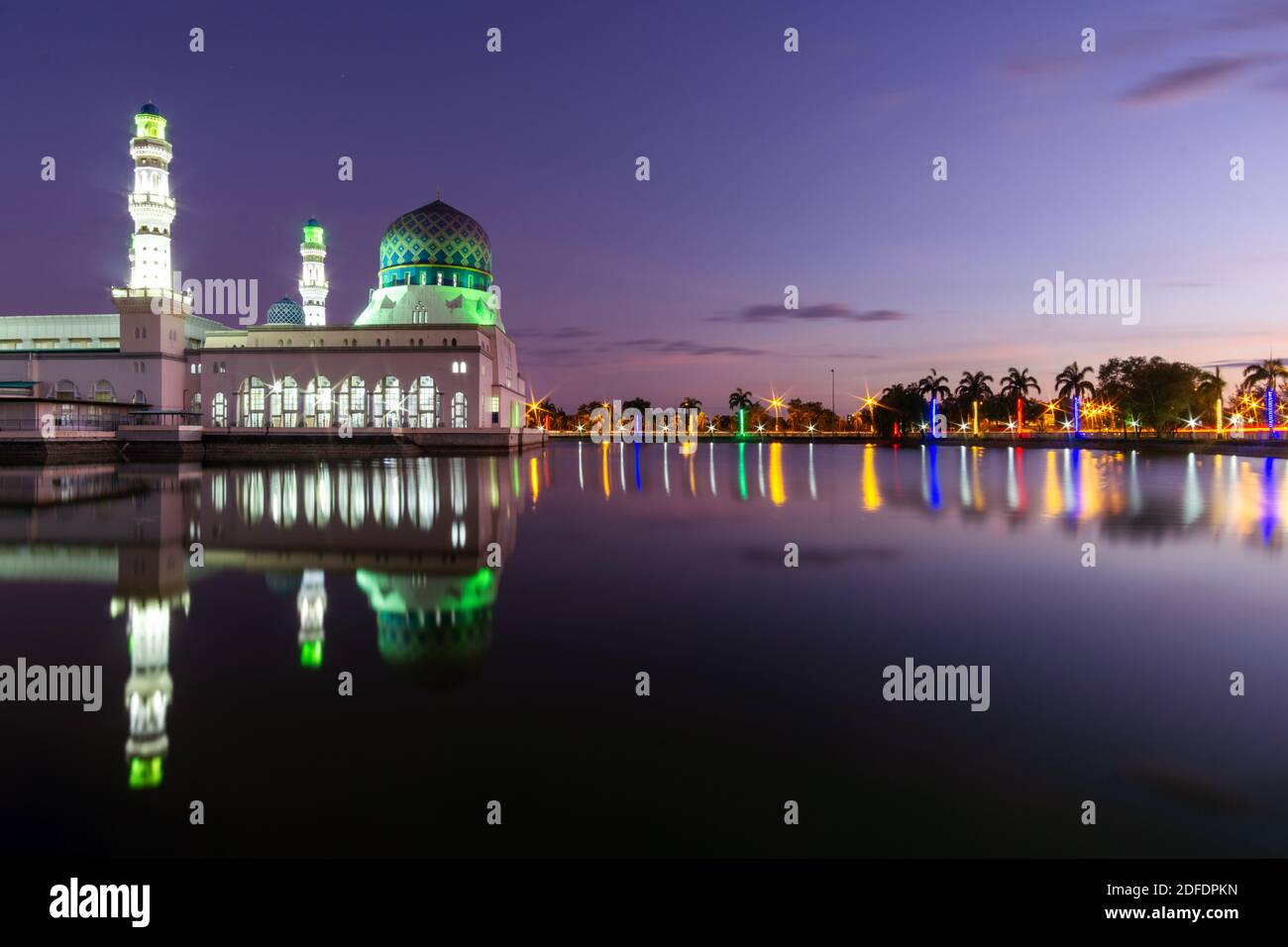 Floating Mosque Tourist Attraction Landmark. Masjid Bandaraya or City Mosque of Kota Kinabalu, Sabah, Malaysia Stock Photo