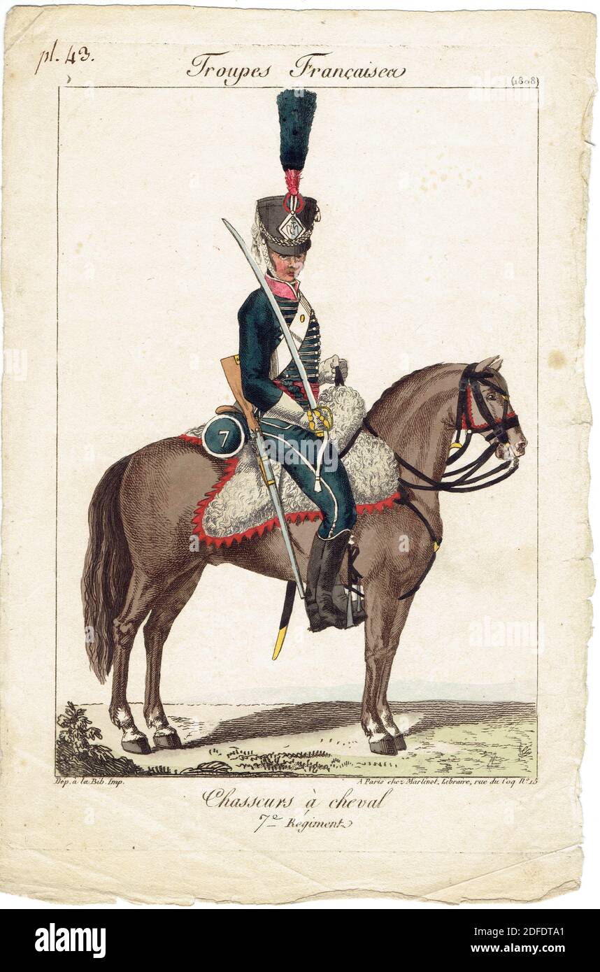 cavalier du 7e régiment de chasseurs à cheval Premier Empire Stock Photo