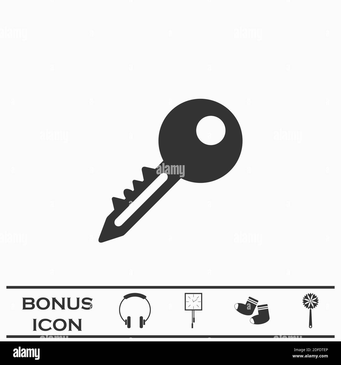 Key icon flat. Black pictogram on white background. Vector illustration ...