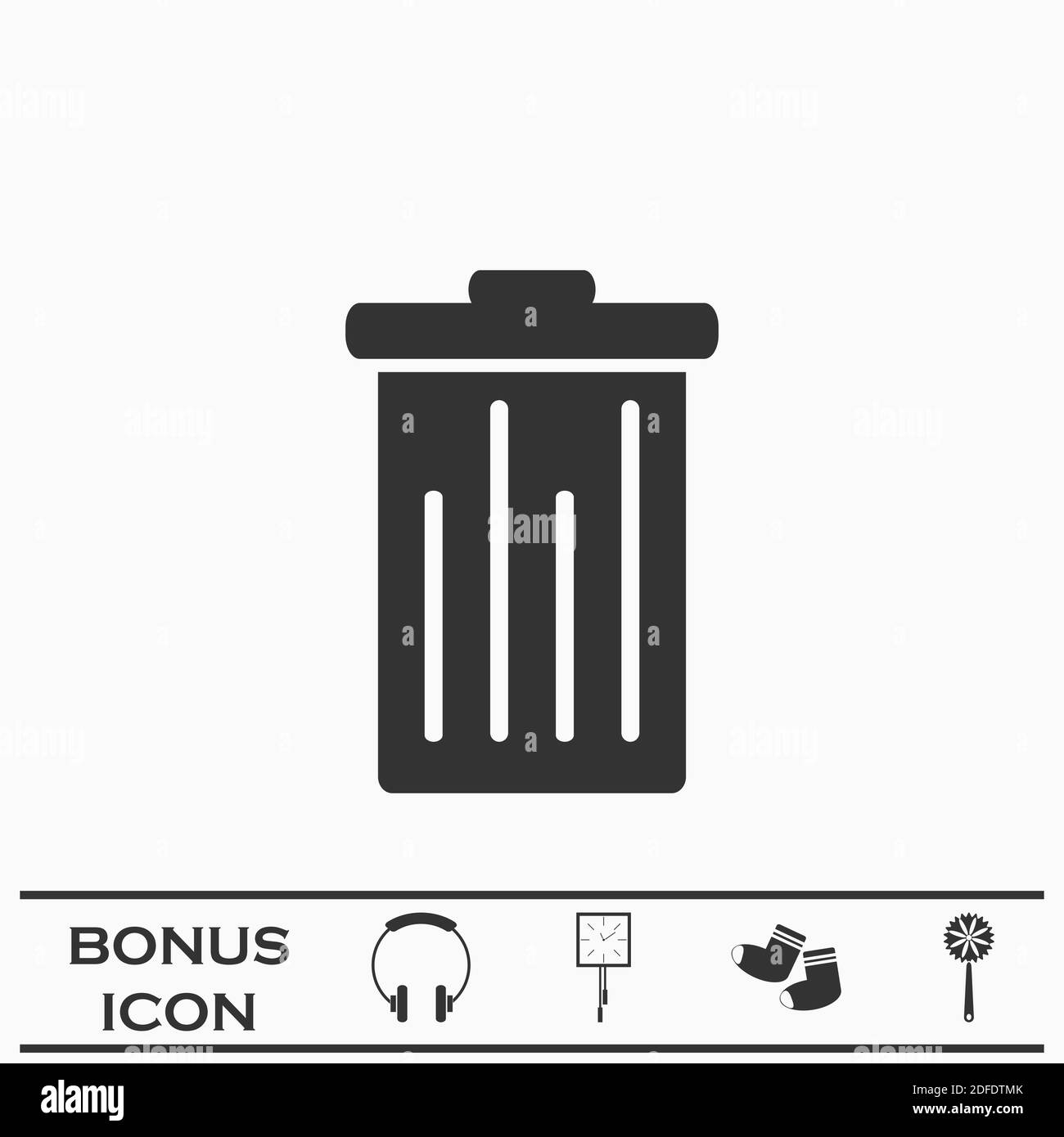 Trash can icon flat. Black pictogram on white background. Vector illustration symbol and bonus button Stock Vector