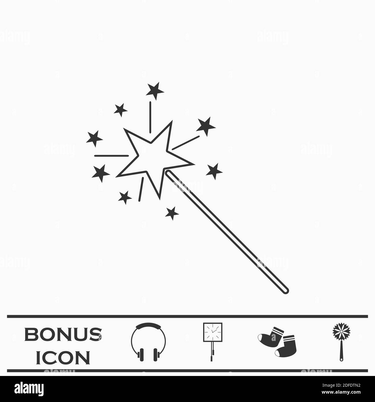 Magic wand icon flat. Black pictogram on white background. Vector illustration symbol and bonus button Stock Vector