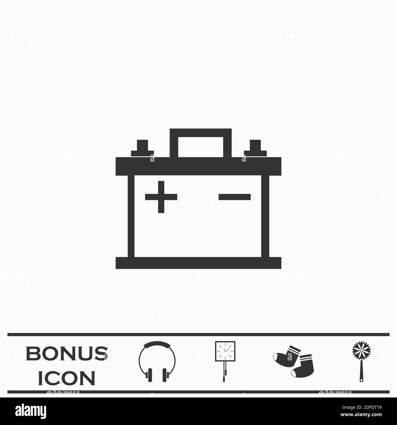 Car battery icon flat. Black pictogram on white background. Vector ...