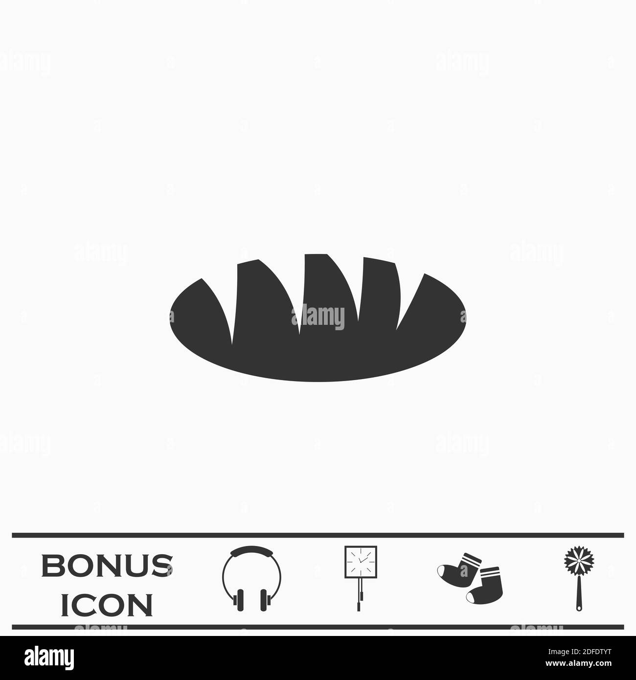 Bread icon flat. Black pictogram on white background. Vector ...