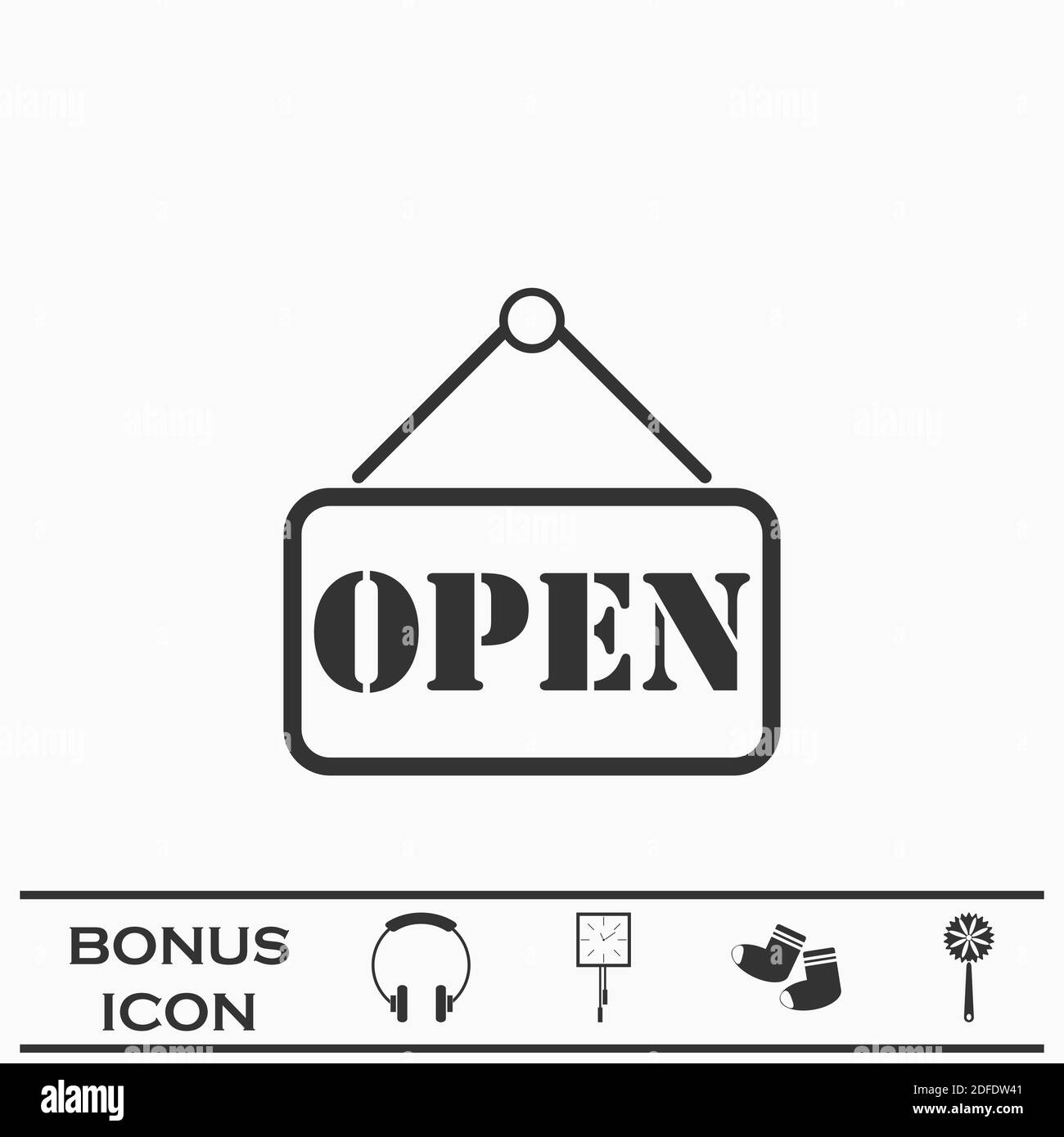Open plate icon flat. Black pictogram on white background. Vector ...