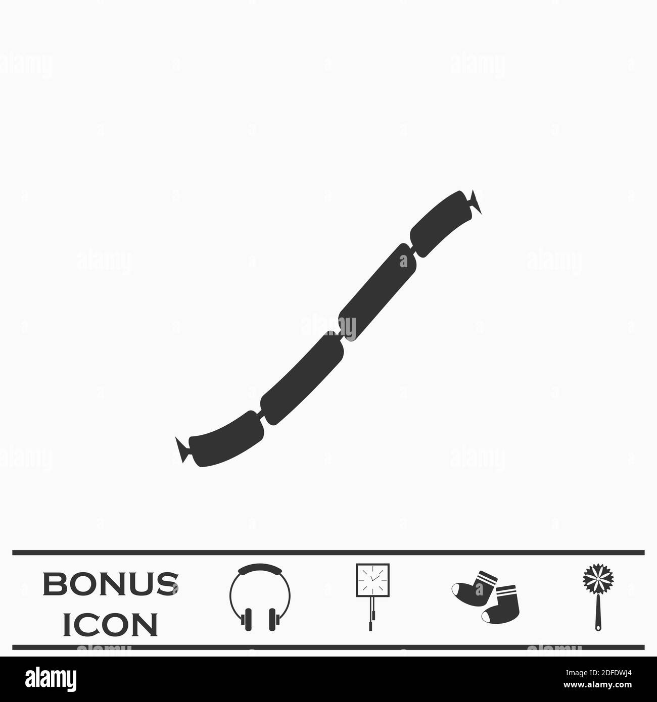 Pork sausage chain icon flat. Black pictogram on white background. Vector illustration symbol and bonus button Stock Vector