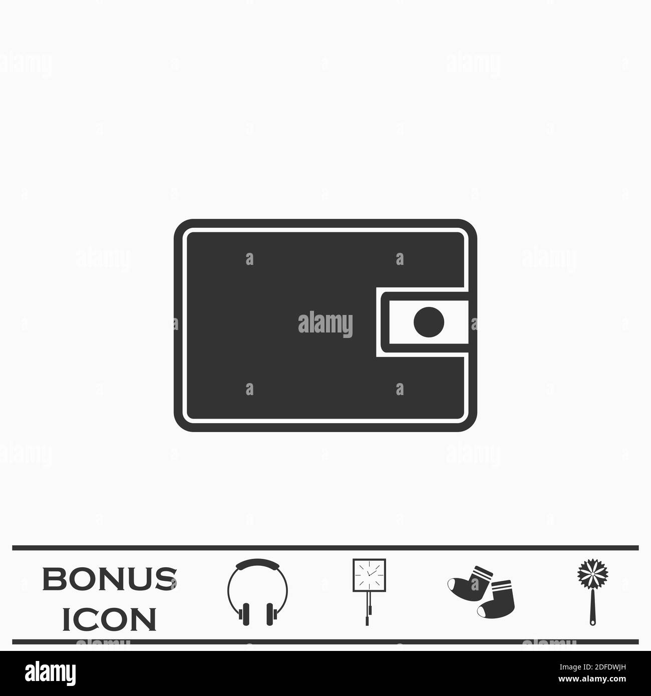 Wallet icon flat. Black pictogram on white background. Vector ...