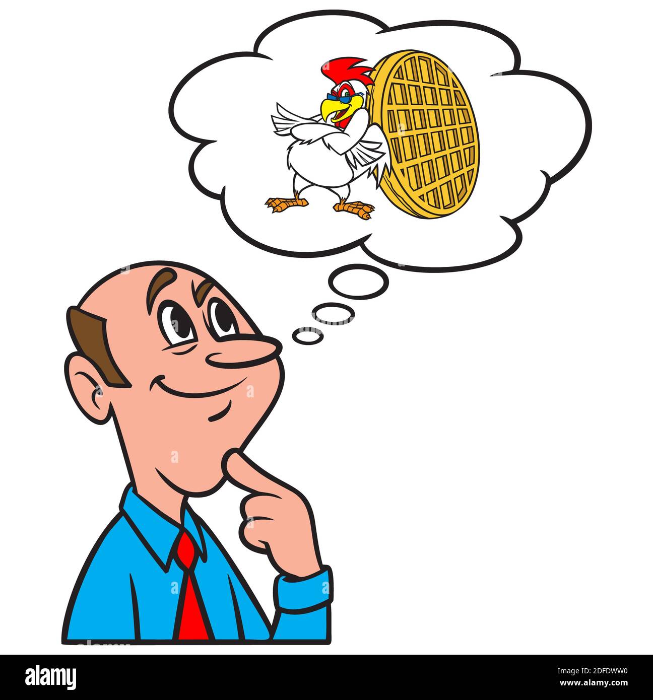 Thinking About About Chicken And Waffles A Cartoon Illustration Of A Man Thinking About Having Chicken And Waffles For Breakfast Stock Vector Image Art Alamy