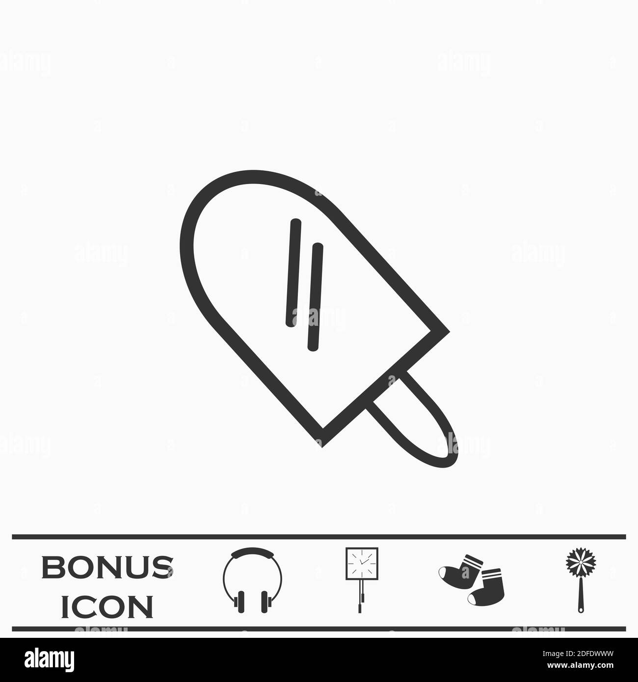 Ice lolly icon flat. Black pictogram on white background. Vector illustration symbol and bonus button Stock Vector