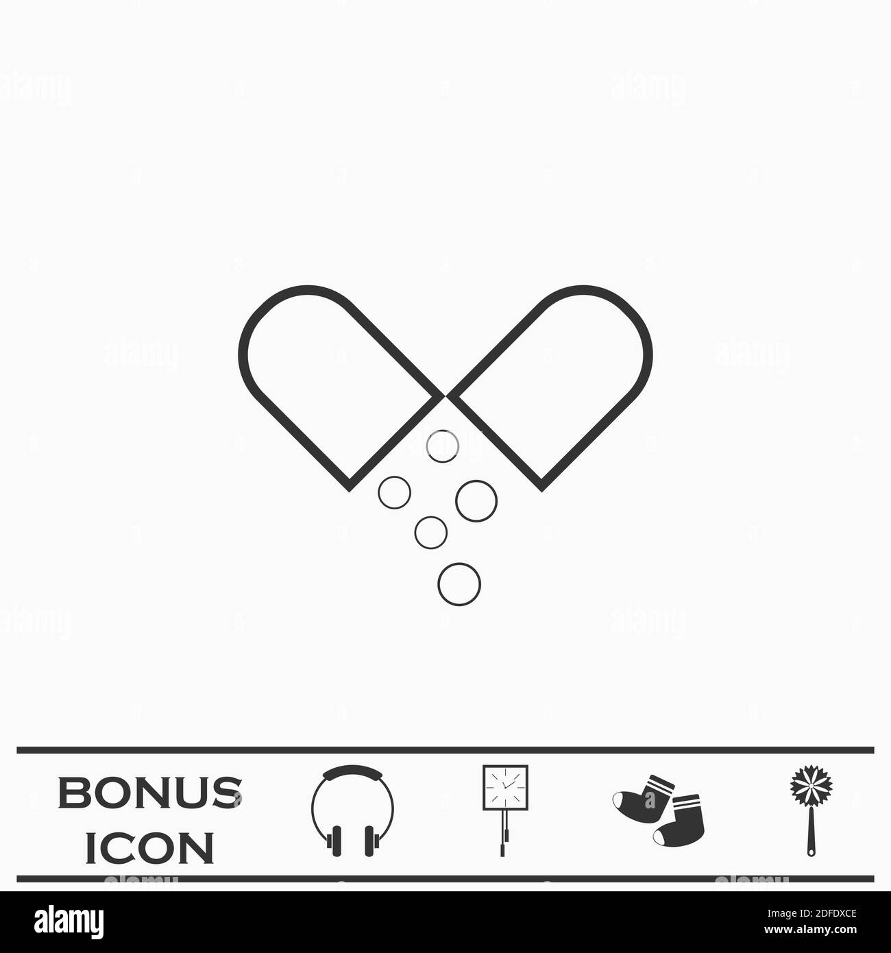 Capsule drug icon flat. Black pictogram on white background. Vector illustration symbol and bonus button Stock Vector