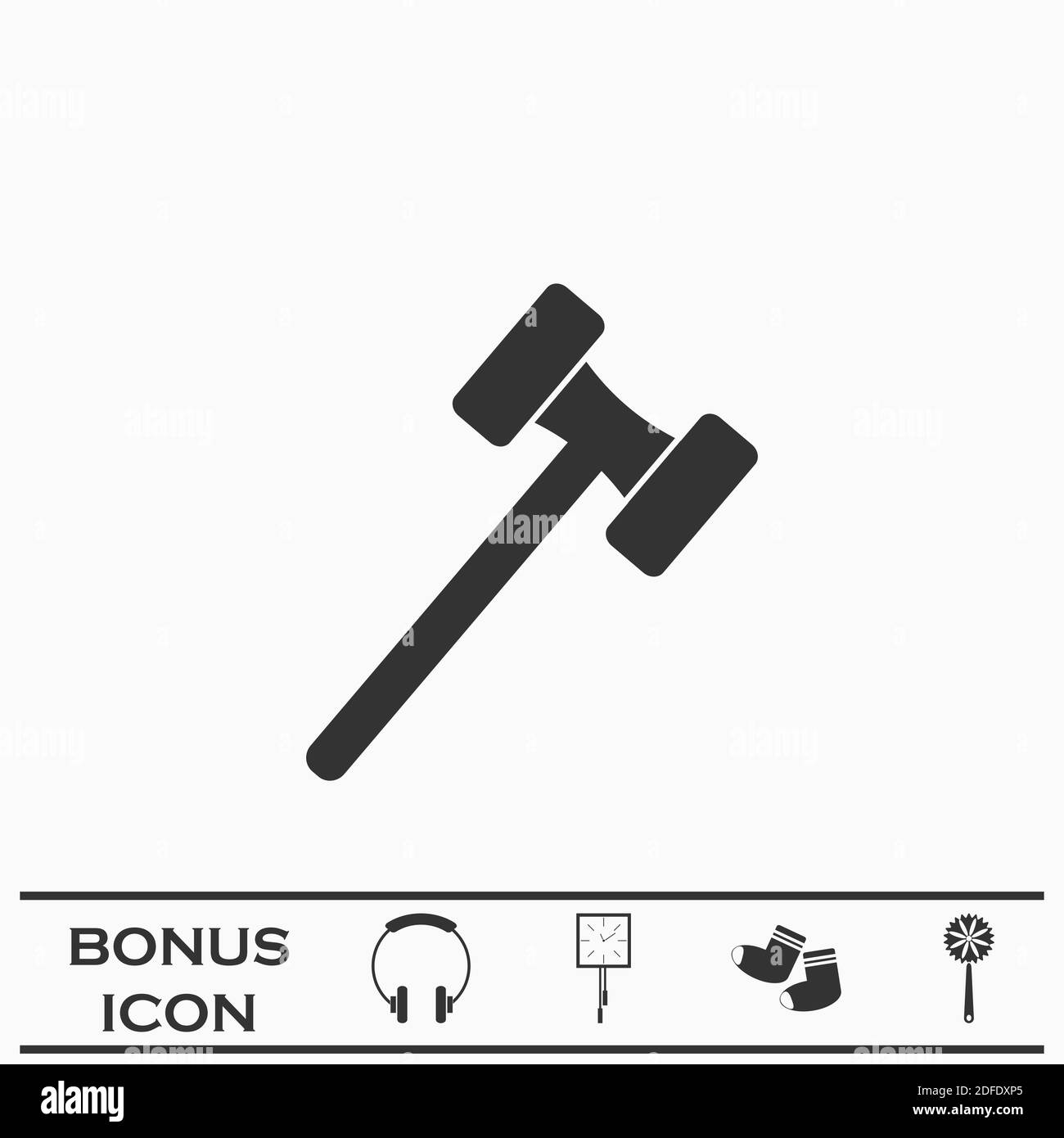 Mallet icon flat. Black pictogram on white background. Vector illustration symbol and bonus button Stock Vector