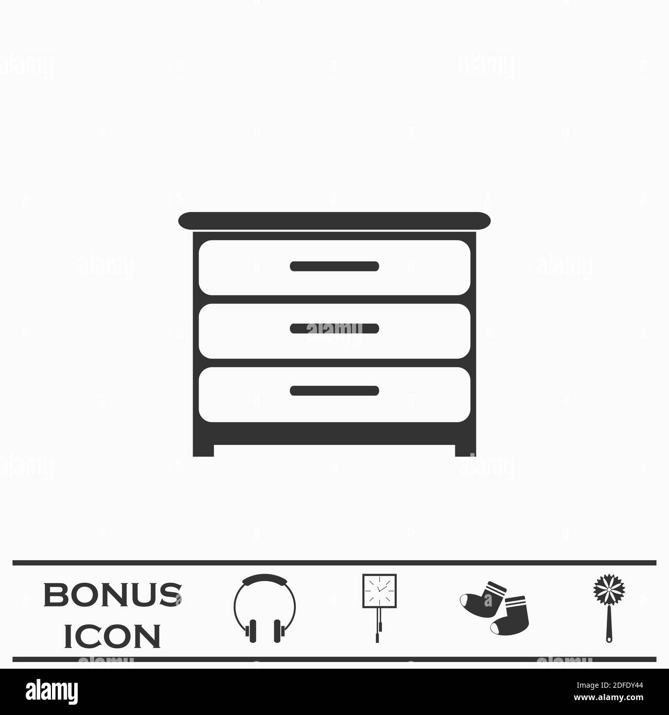 Furniture icon flat. Black pictogram on white background. Vector illustration symbol and bonus button Stock Vector