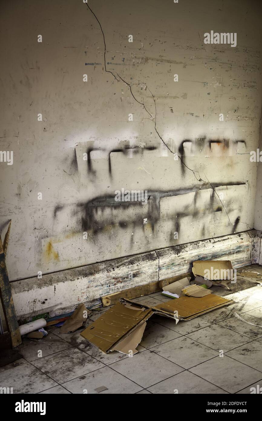 Detail of place to sleep homeless people, loneliness and abandonment