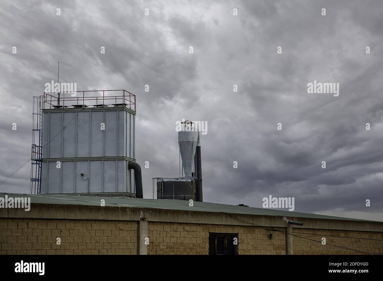 Metal storage tanks, construction and industrial architecture Stock Photo