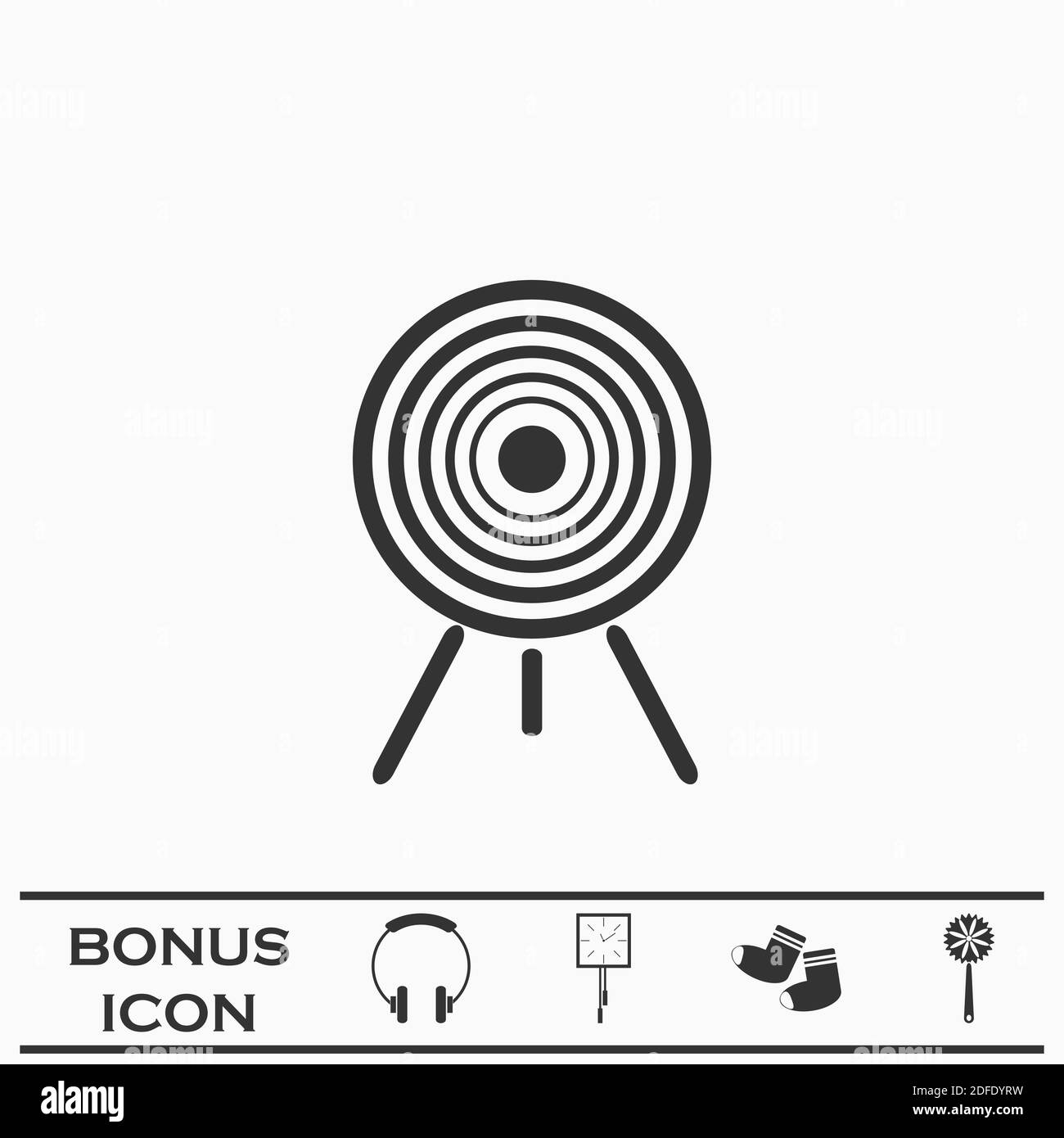 Target icon flat. Black pictogram on white background. Vector ...
